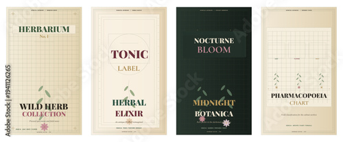 Botanical apothecary poster design, vintage herbal advertisement template, botanical magazine cover layout, antique medicine label style, natural remedy flyer design, herbal packaging concept