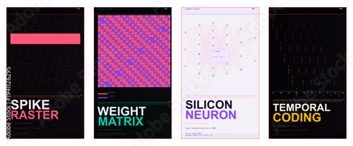 Neuromorphic Hardware Magazine Cover, Spike Raster Design, Brain-Inspired Computing Editorial Template, Spiking Neural Network Poster Layout, Synapse Map Aesthetic Print, Silicon Neuron Cover Design, 