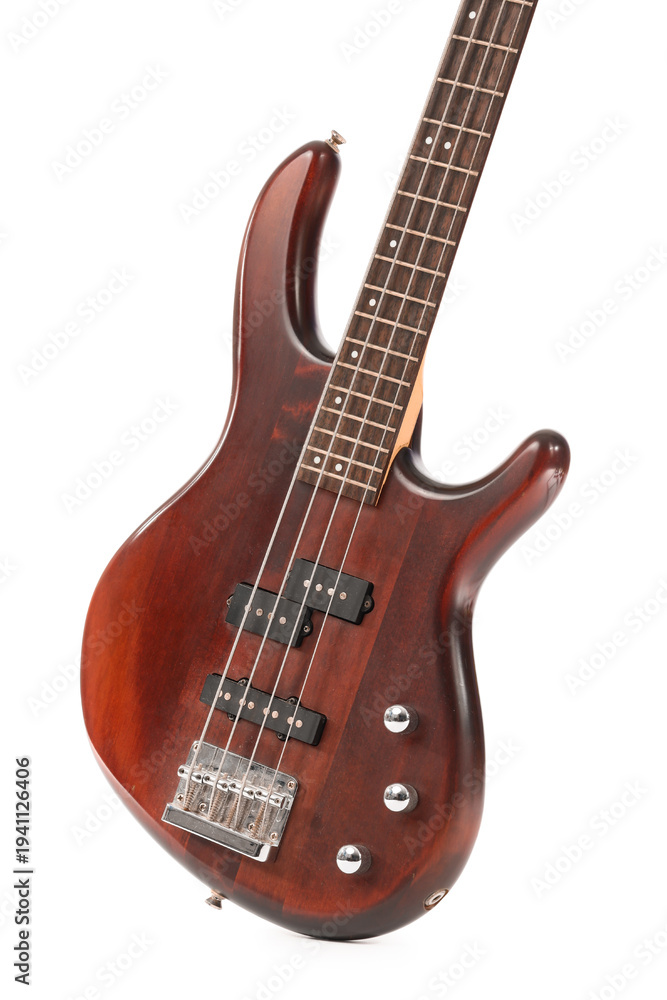 Obraz premium Brown electric guitar on white background