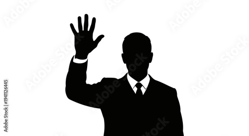 Man waving hand in greeting.