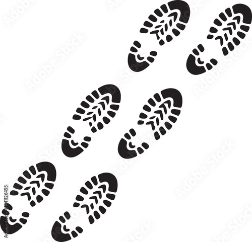 Up footprint trail of human, human footprints silhouette