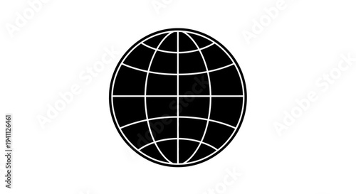 Black Globe Grid Lines Earth.