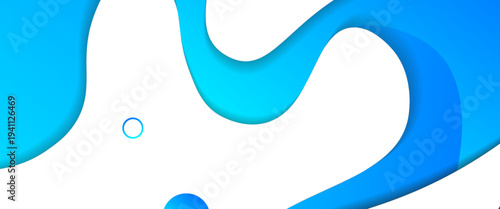 Modern Blue Liquid Wave Abstract Background. A clean vector illustration featuring flowing azure and cyan organic shapes with soft shadows on a white base. Perfect for fresh water or tech UI.