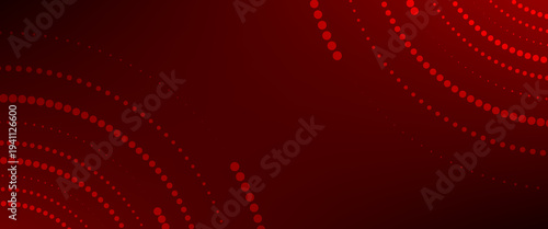 Modern Red Abstract Halftone Circle Background. A bold vector illustration featuring concentric rings of glowing crimson dots on a dark gradient. Ideal for high-energy tech and cinematic headers.