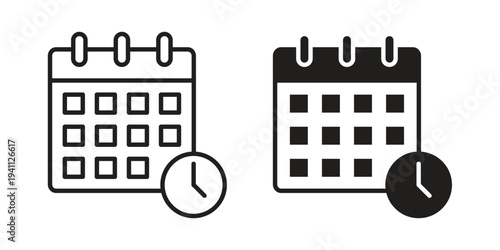 Schedule icon, line pictogram on white.