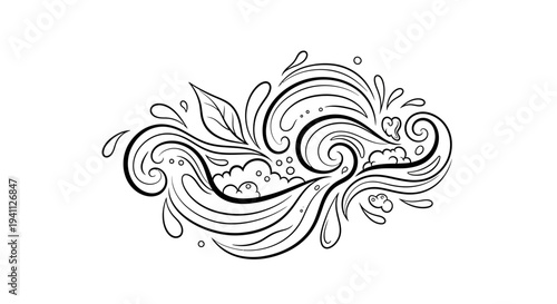 Elegant ornamental swirl flourish vector illustration featuring flowing decorative curves inspired by vintage engraving baroque ornaments and classical decorative art this graceful line composition cr