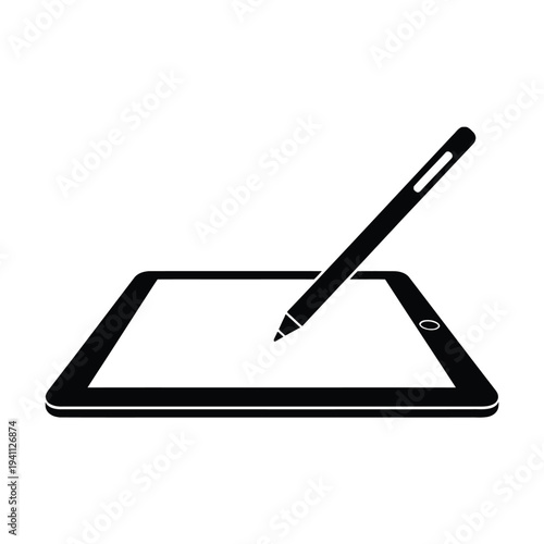 Digital tablet with stylus pen on white background for business design sketch drawing and digital art creation