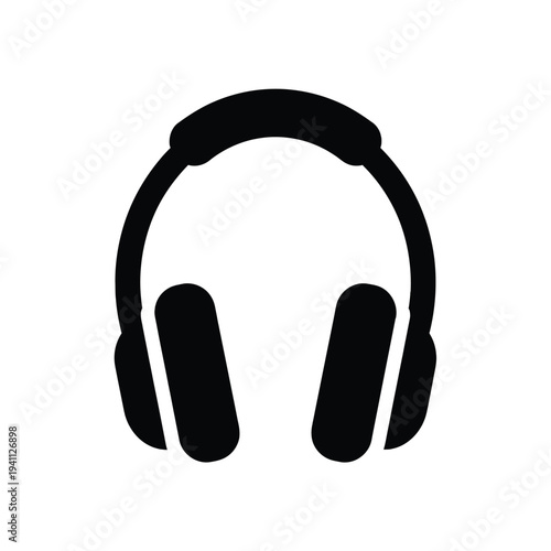 Black over-ear headphones isolated on white background professional audio sound technology minimalist design