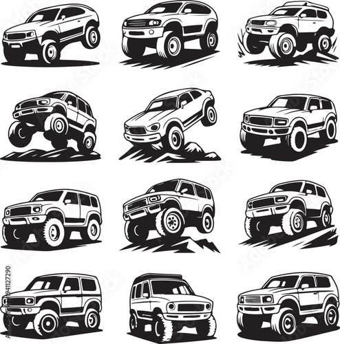 UTV offroading social club logo design vector mini set art