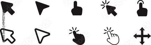 Cursor Click Icon Pack Collection With Modern Flat Design Perfect For UI UX Interfaces Websites Apps And Digital Interaction Elements