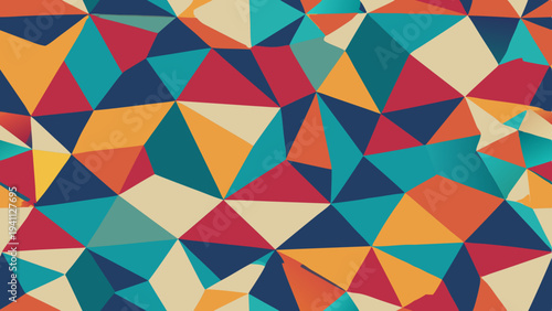 Colorful geometric polygon background with retro vintage hues design