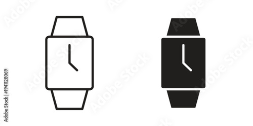 Smartwatch icon, line pictogram on white.