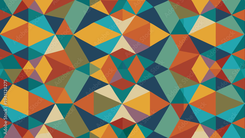 Fototapeta premium Abstract geometric triangle background pattern in warm retro colors