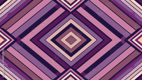 Abstract geometric pattern with diamond shapes in purple shades