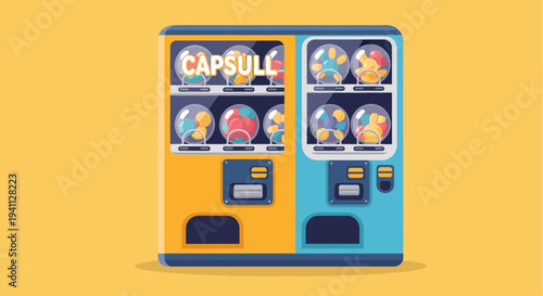 Gumball Vending Machine with Colorful Capsules and Toys