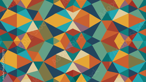 Abstract geometric triangle background pattern in warm retro colors