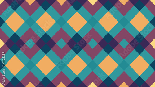Colorful geometric diamond pattern background with modern retro feel