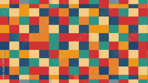 Colorful abstract geometric pattern with blocks and retro feel