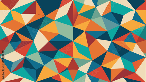 Abstract background with colorful geometric triangle shapes in warm hues