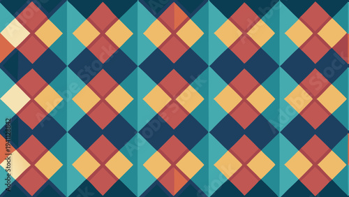 Abstract geometric pattern with colorful diamonds and squares