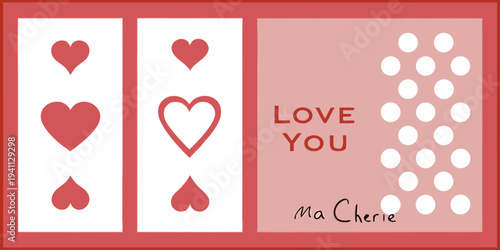 A playful colorful graphic featuring hearts and the words love you
