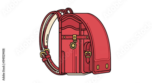 Red Japanese Randoseru Backpack for School Children