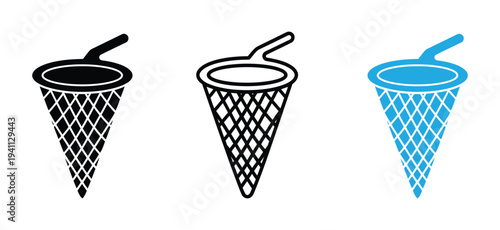 Butterfly net for catching bugs and insects line art vector icon for apps and websites