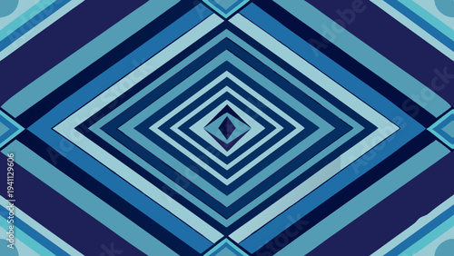 Abstract geometric diamond pattern in blue shades creates depth