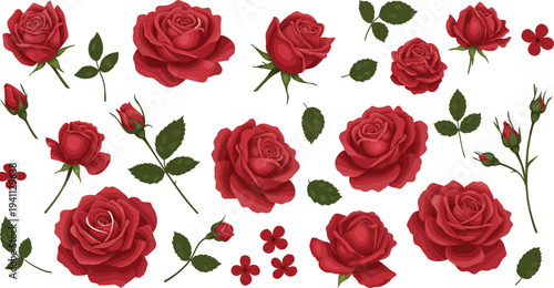 Beautiful seamless floral pattern with red rose blossoms and green leaves for a romantic Valentine nature background vector