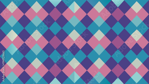 Abstract diamond pattern with blue pink and cream colors