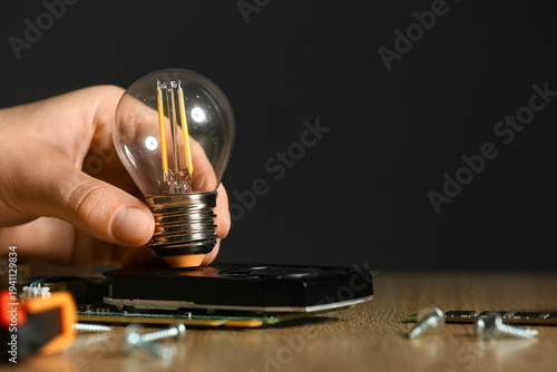 Female hand with dismantled...