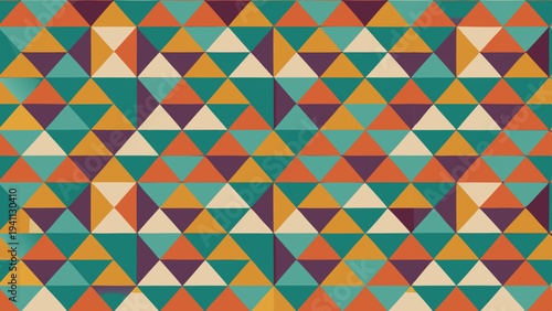Geometric triangle pattern with a retro color scheme.