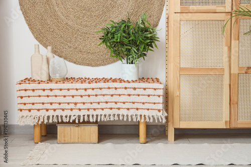 Wooden closet, bench and ho...