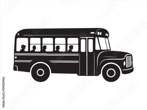 Passenger bus silhouette for public transportation and city travel side view vector illustration 