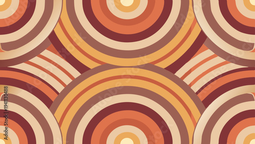 Retro Circles: Seamless pattern with concentric arches in earthtones