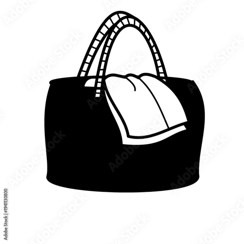 bag with towel out travel picnic silhouette useful for summer graphics project.eps