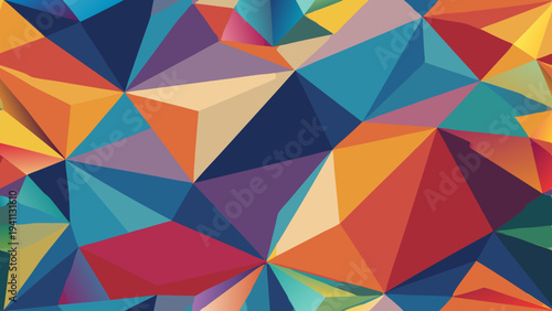 Abstract geometric background of triangles with blue and orange hues
