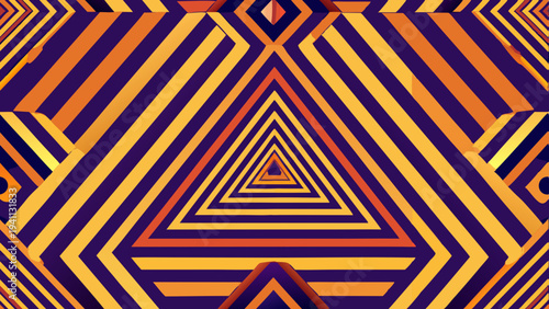 Hypnotic orange and purple geometric shapes and optical illusion