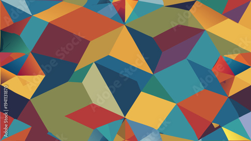 Colorful geometric polygon mosaic design with flat vector shapes