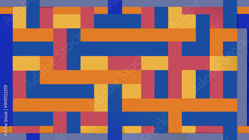 Abstract block pattern with blue orange red yellow colors