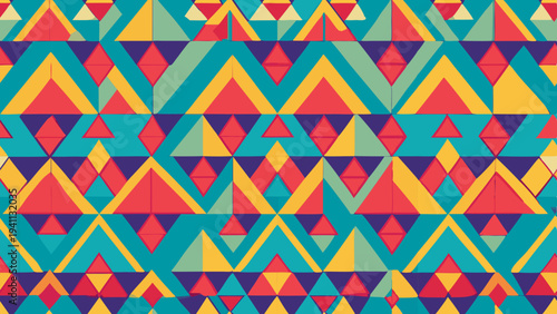 Vibrant geometric pattern with triangles and diamonds background