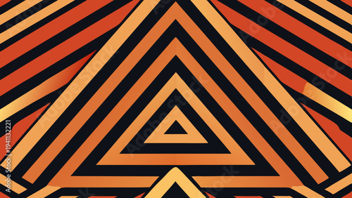 Abstract geometric pattern with orange and black triangular shapes