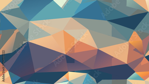 Abstract polygon background with geometric shapes in blue orange