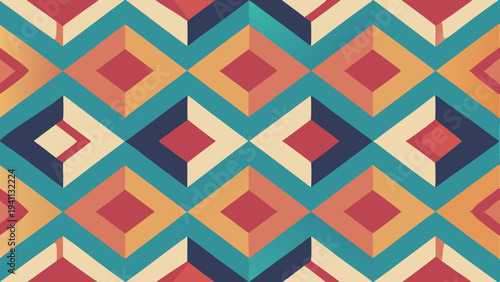 Geometric diamond pattern background with retro color scheme design