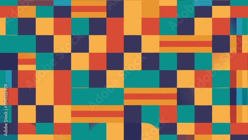 Abstract geometric pattern background with colorful square and rectangle shapes