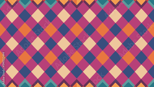 Colorful geometric rhombus pattern with a retro color scheme