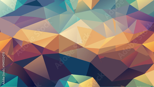 Geometric polygon background with teal purple and orange hues
