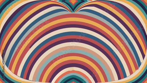 Retro arched lines with colorful abstract pattern and design