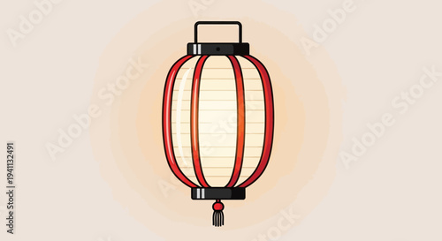 Traditional Japanese Lantern Glowing Warmly