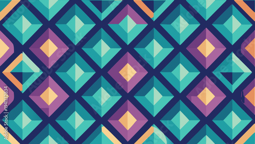 Geometric diamond pattern with retro color scheme background